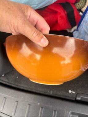 Pyrex Old Orchard Cinderella mixing bowl, likely the 4-quart model #444